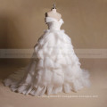 Amazing A-Line Cap Sleeves Lace Applique Beads Bodice Ruffled Organza Ball Gown Wedding Dress